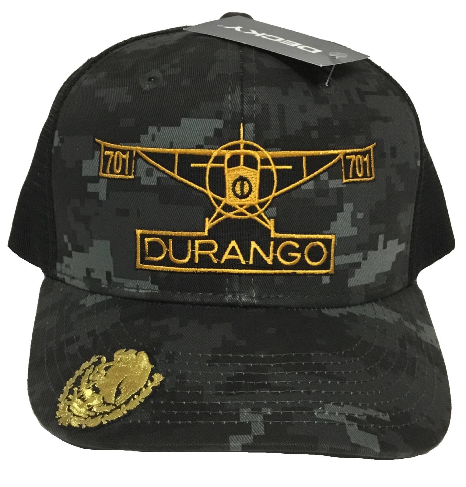 EL AVION DEL CHAPO DURANGO MEXICO 701 HAT 2 LOGOS DIGITAL HAT GRAY BLACK