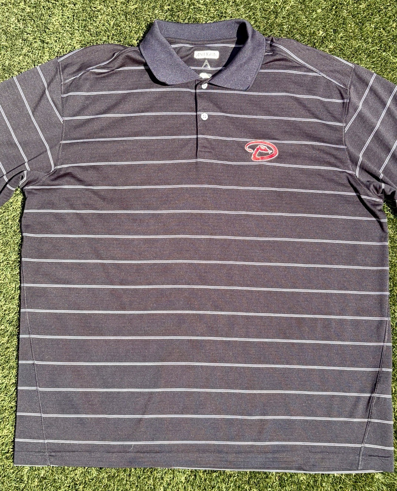 Arizona Diamondbacks Polo Black Striped Mens XL