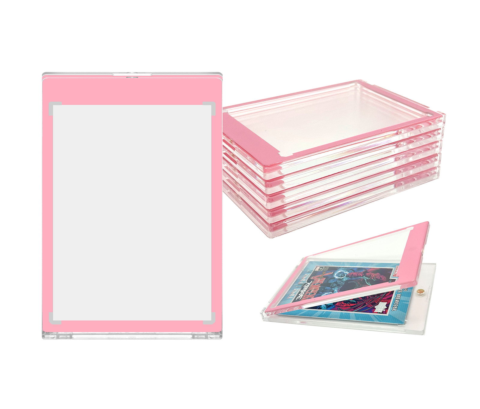 CF Magnetic Card Holder One Touch Case PINK BORDER – 35PT-360PT Sizes