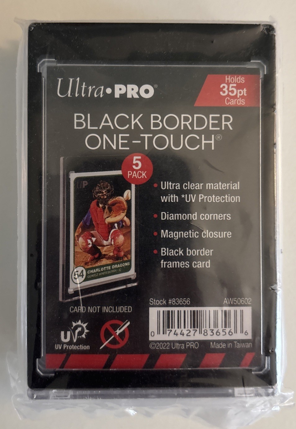 Ultra Pro One-Touch Magnetic Card Holder BLACK BORDER 35pt Point, 5 Pack