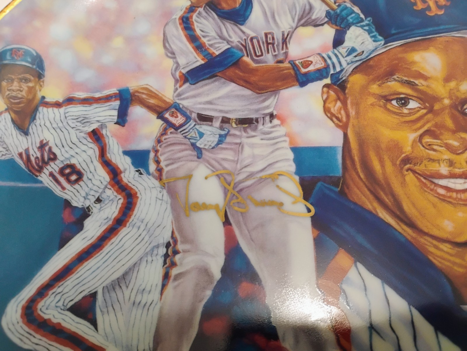 Darryl Strawberry signed Gartlan plate /2500 auto autograph New York Mets
