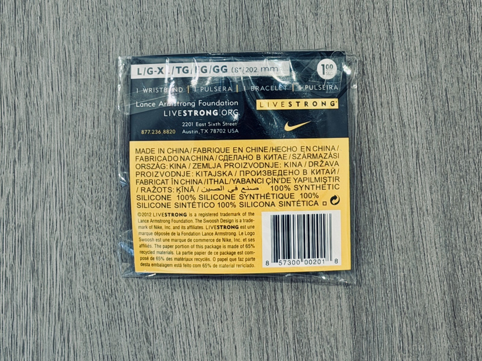 🔥🔥 FAST SHIP! 🔥🔥 100% AUTHENTIC NIKE LIVESTRONG BRACELET WRISTBAND L/XL