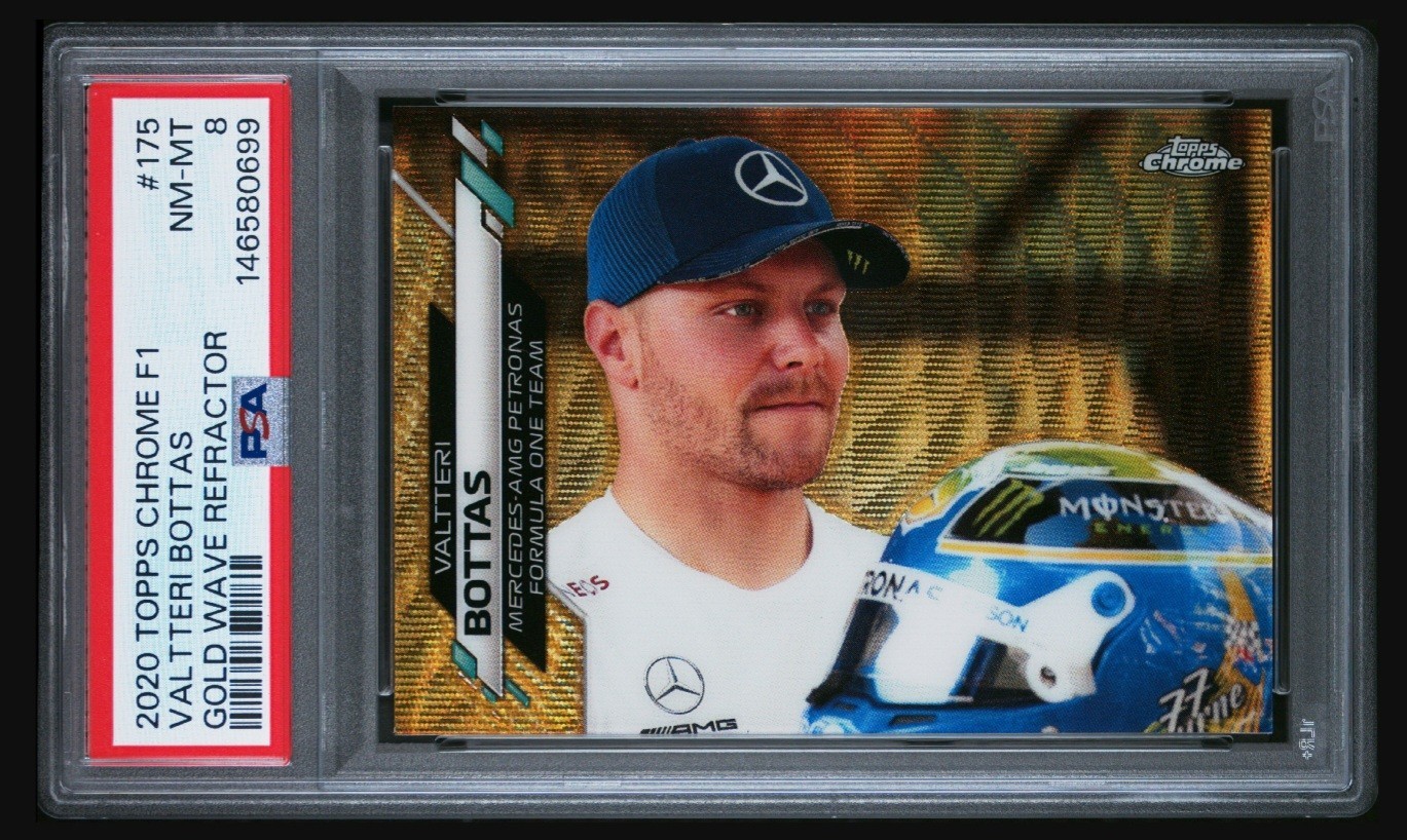 2020 ⛽ PSA 8 Gold Bottas Topps Chrome F1 #175 Gold Wave Refractor #/50