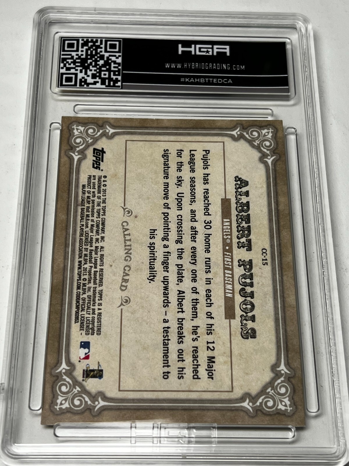 2013 Topps Calling Cards Albert Pujols Los Angeles Angels #CC-15 HGA 9.5 GEM MT