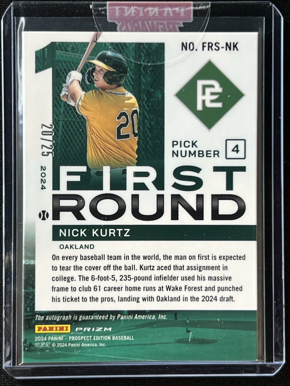 2024 Prospect Edition Nick Kurtz 1st Round Signatures FRS-NK Jersey #’d 20/25