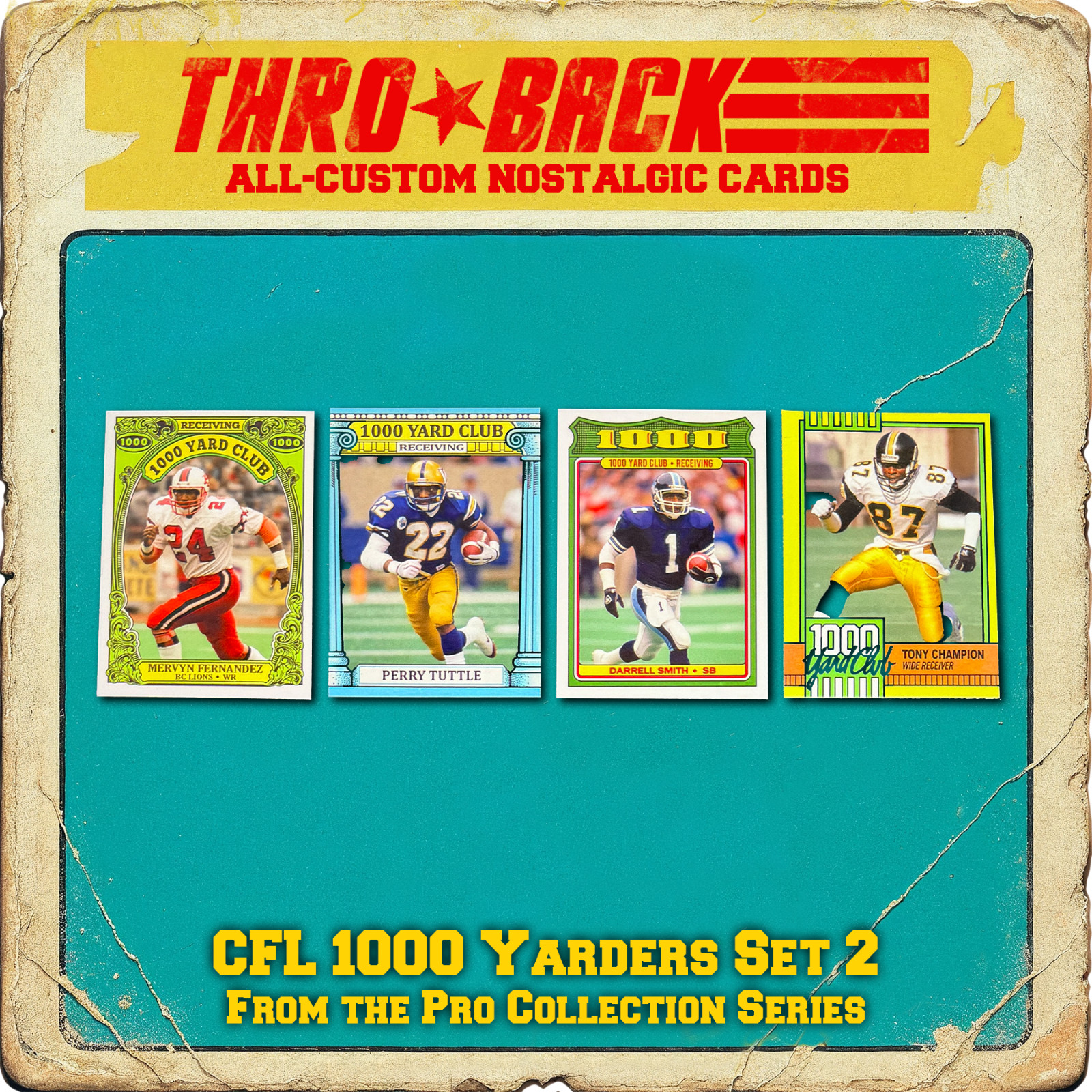 THROBACK custom Football Card CFL 1000 Yard Set 2 Bombers Argos Tiger Cats Lions