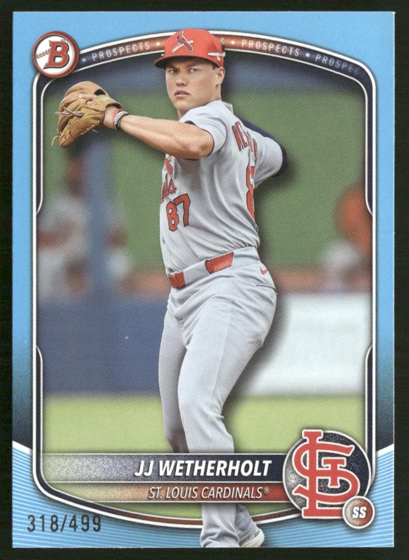JJ Wetherholt 2025 Bowman Draft Sky Blue Border #/499 Cardinals