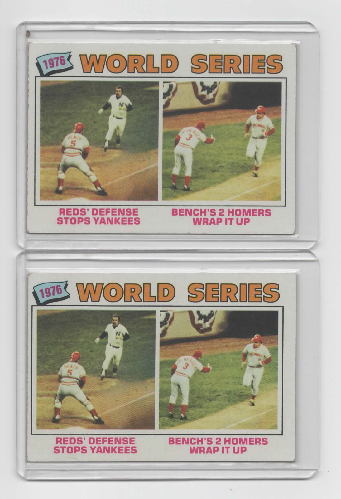 1977 Topps World Series w/back of Yankees batting stats #412 w/sleeve-2card lot