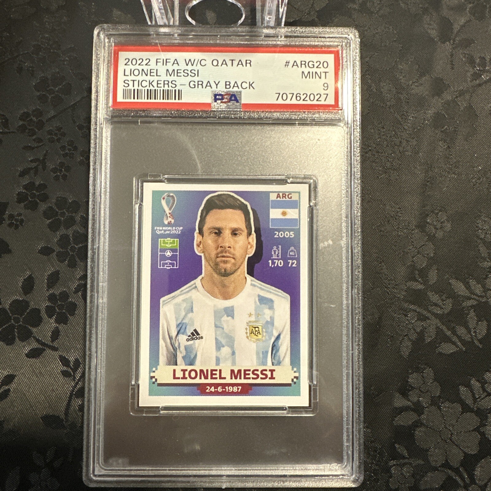 2022 Panini FIFA World Cup QATAR Sticker Lionel Messi PSA 9 mint
