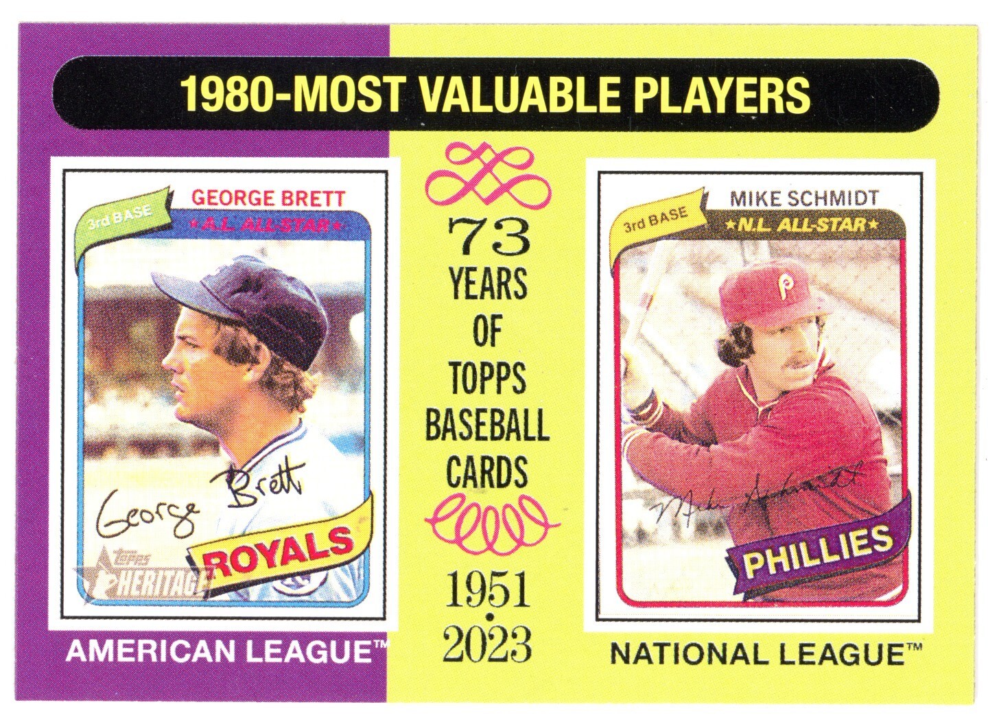 2024 TOPPS HERITAGE 1980 MOST VALUABLE PLAYERS GEORGE BRETT MIKE SCHMIDT