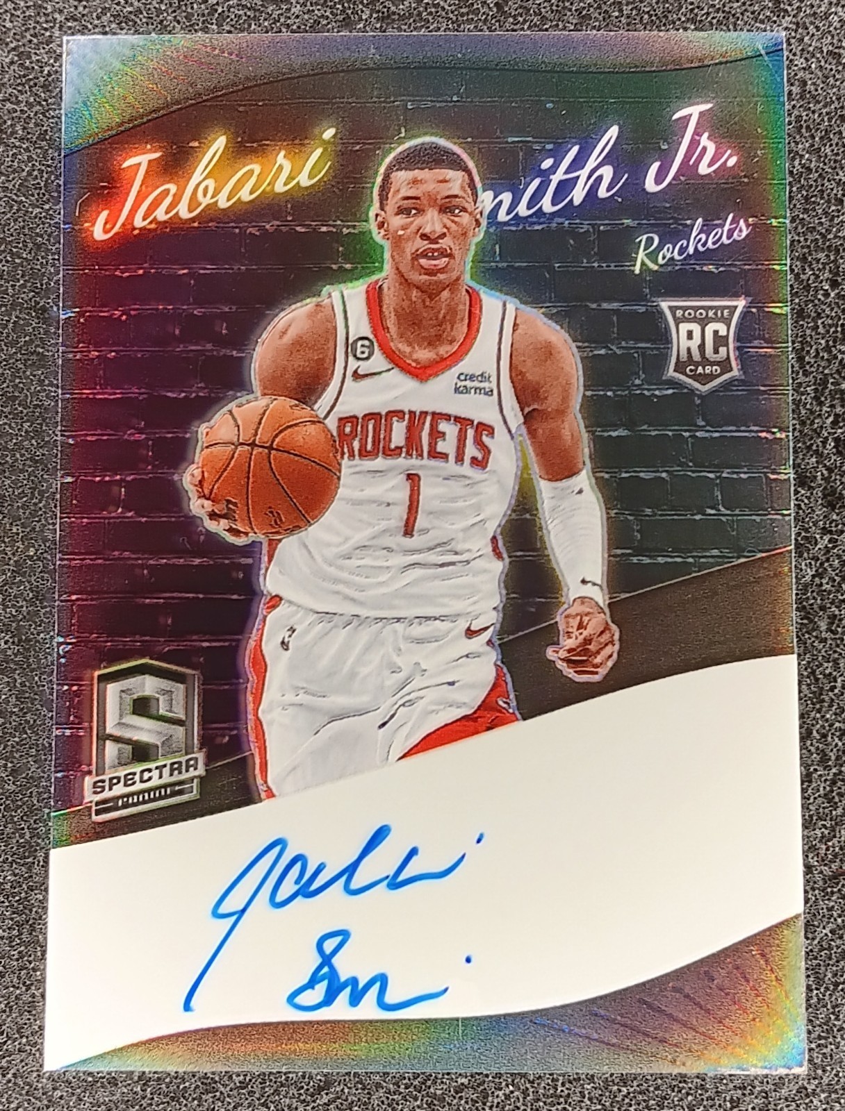 2022-23 Panini Spectra Jabari Smith Jr. On Card Auto /75 RC Rockets