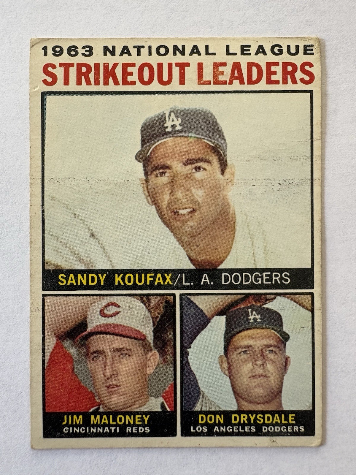 1964 Topps NL Strikeout Leaders #5 Sandy Koufax Don Drysdale Jim Maloney
