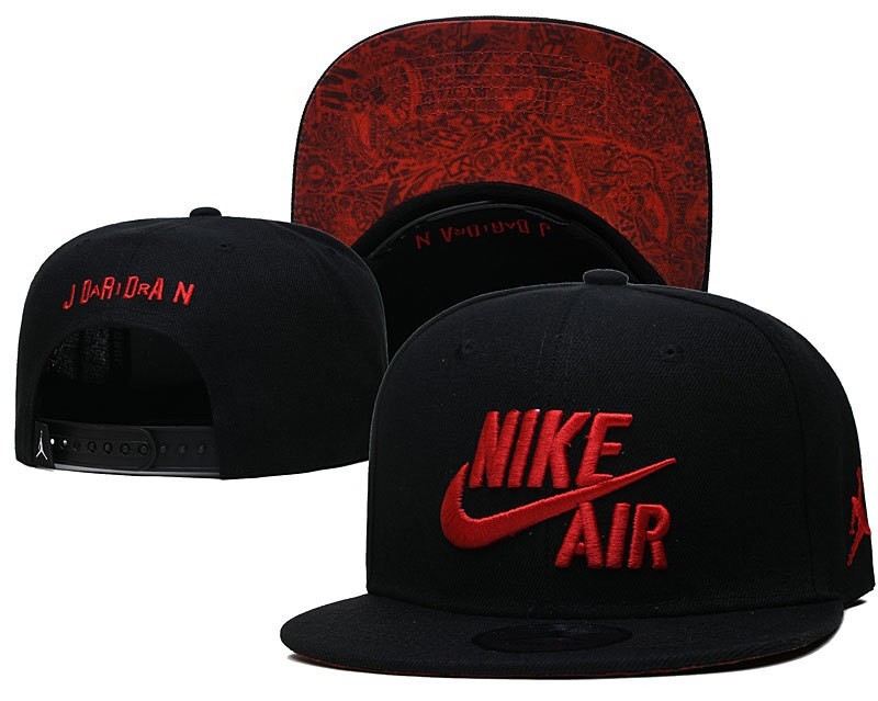 Nike Jordan Flat Brim Snapback Hat Black Red 3D Embroidered Cap Brand New