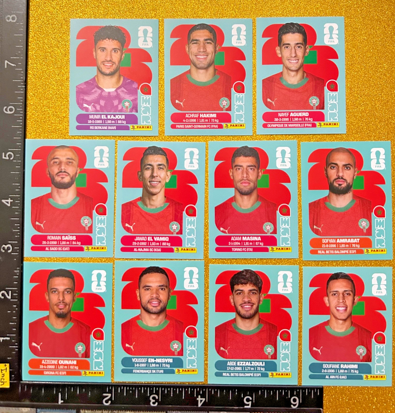 PANINI STICKERS WORLD CUP 2026 USA-MEX-CAN, SET OF 11 BLUE, MOROCCO TEAM