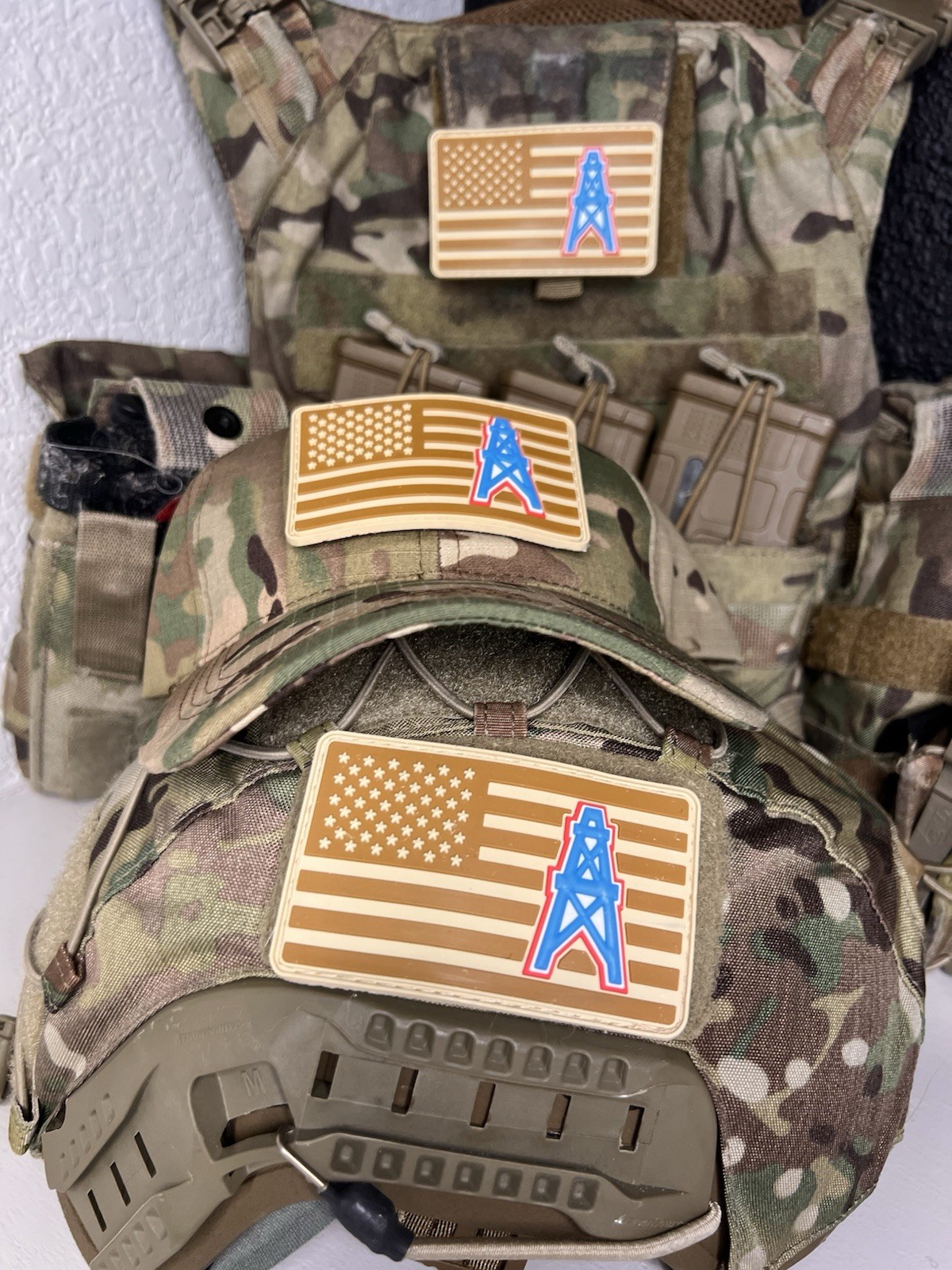 Military Combat American Flag Houston Oilers Tennessee Titans football PVC Patch