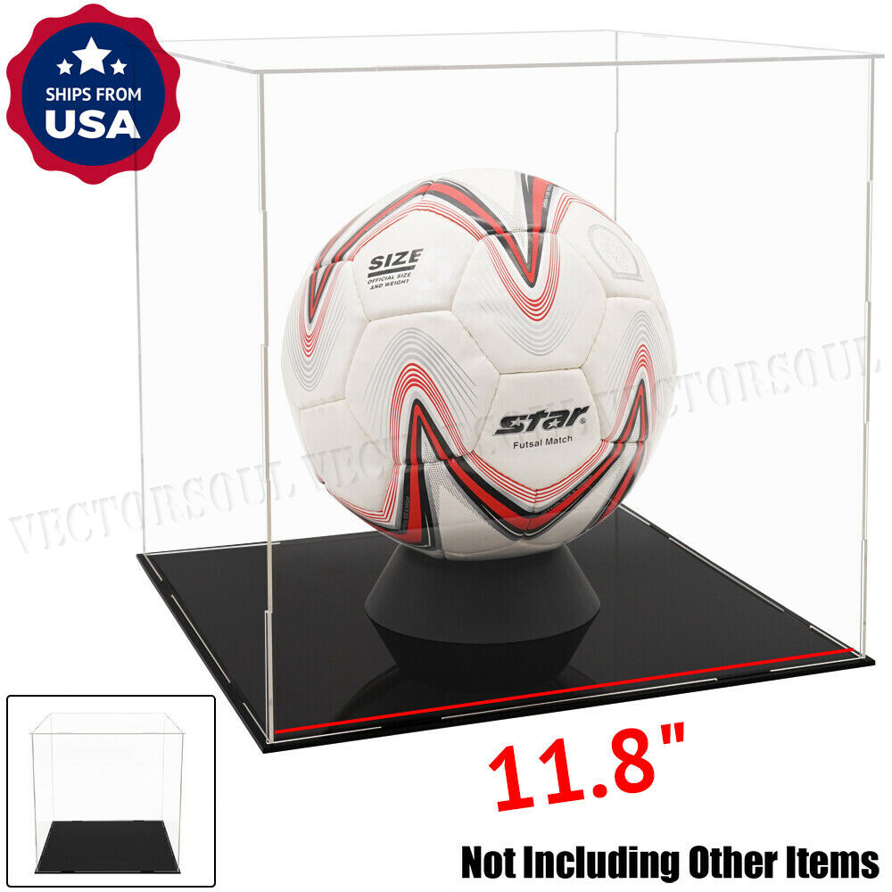 US 11.8″ Cube Acrylic Display Case Clear Perspex Big Box Plastic Base Dustproof