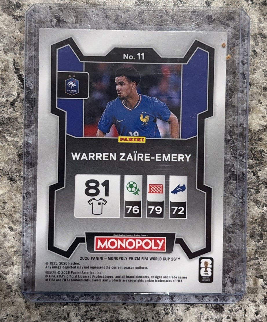 Warren Zaire Emery Autographed Panini Prizm Soccer Card FRANCE AUTO #11 IP