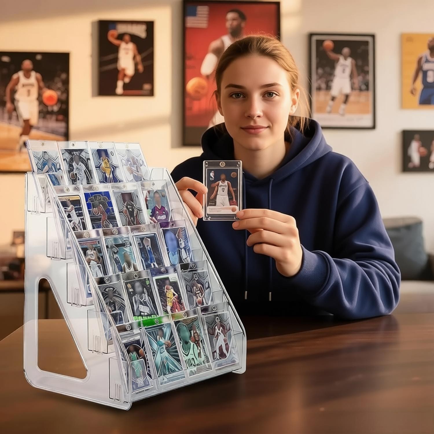 Display Stand for Baseball Basketball Sport ,5Tier Vertical Holder ,Trading Card