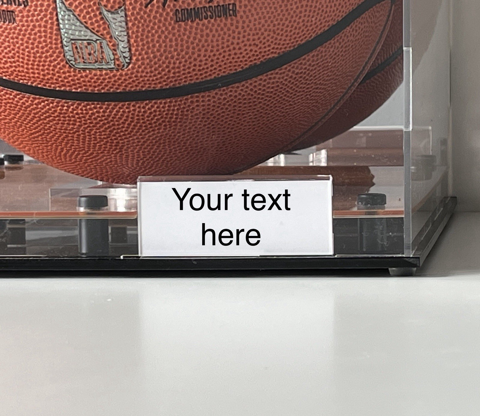 Full Size Basketball Display Case w/ Acrylic Wood Court Base & Mirror Back
