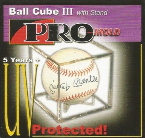 (36) PROMOLD BASEBALL SQUARE CUBE 5 YEAR UV PROTECTION DISPLAY HOLDER With STAND