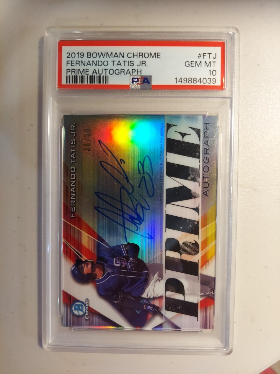 2019 Bowman Chrome Fernando Tatis Jr Prime Signatures Auto /50 #PCS-FTJ PSA 10