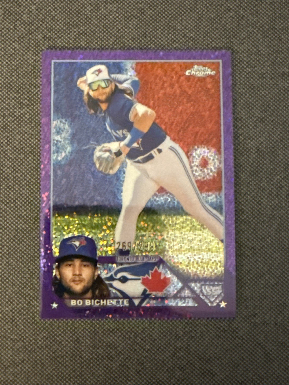 2023 Topps Chrome – Bo Bichette #11 Purple Speckle Refractor /299