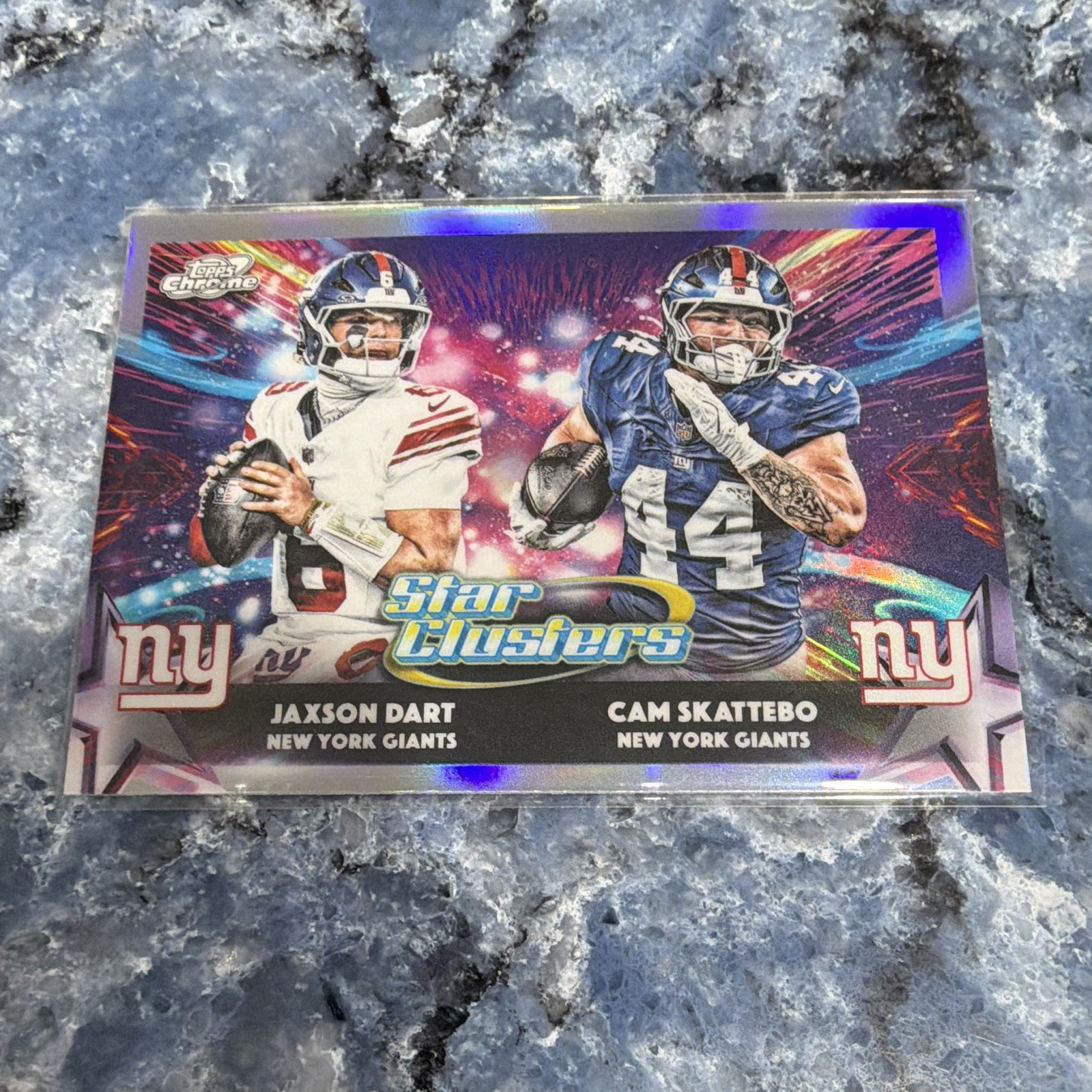 Topps Chrome 2025 Star Clusters Insert SC-14 Jaxson Dart/Cam Skattebo Giants