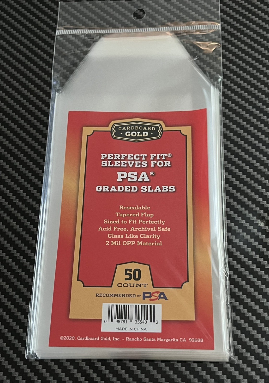 Cardboard Gold Sleeves Pack of 50 Perfect Fit Resealable PSA Slabs W/PSA Logo