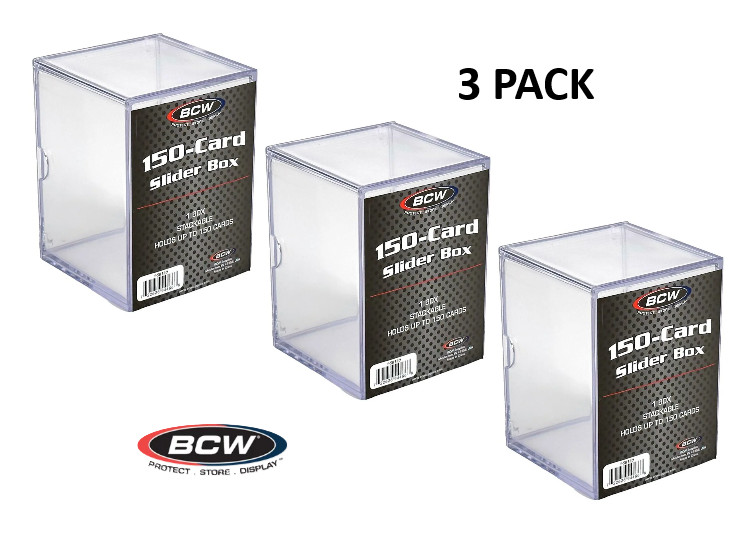BCW (New) 3ct – 150 Card Slider Box 2 Piece Standard Size Card Holder Stackable