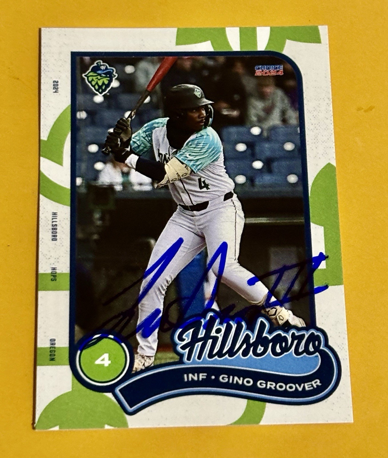 LuJames Gino Groover SIGNED 2024 Hillsboro Hops Team Card RC Auto Diamondbacks