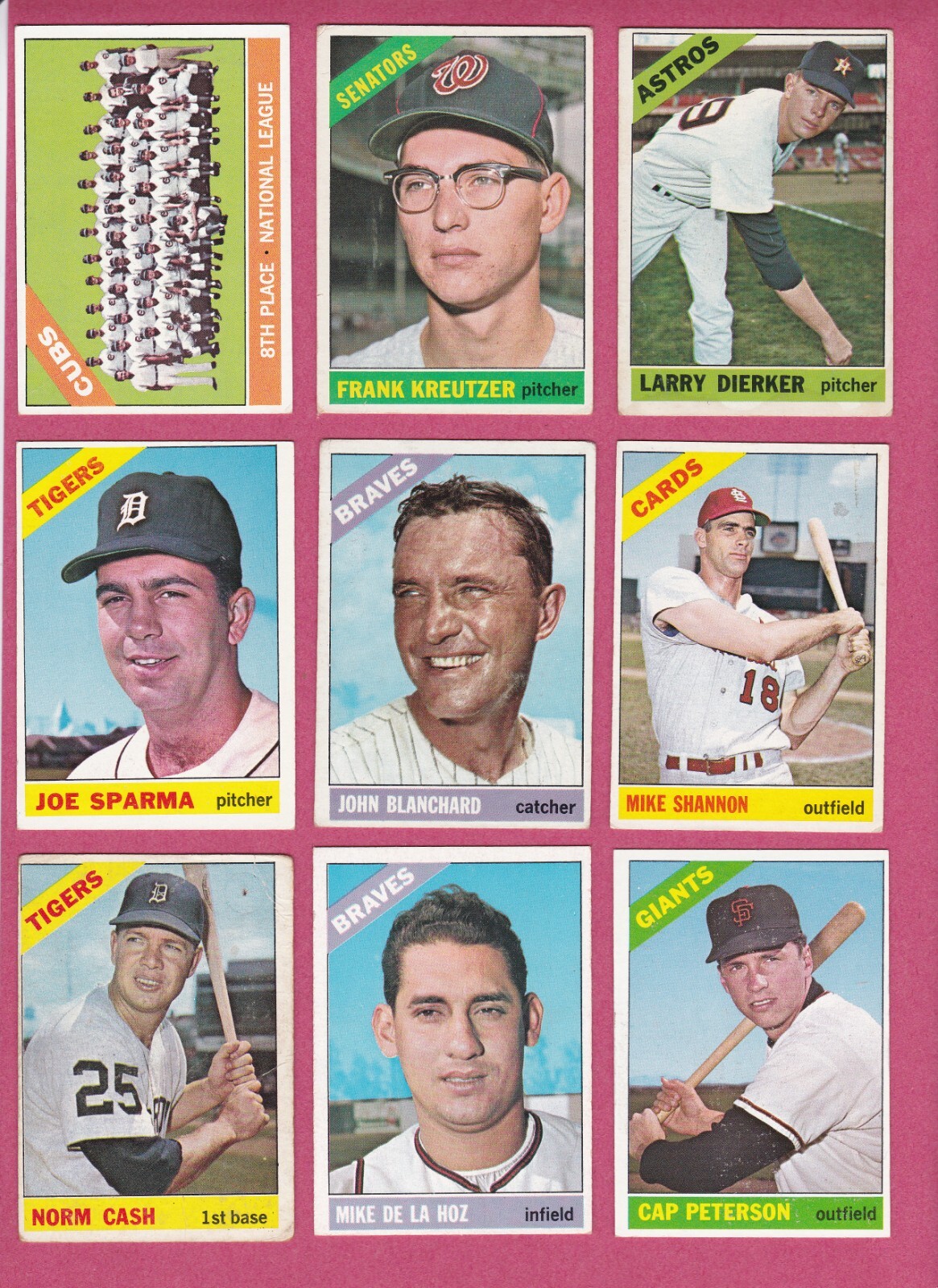 1966 Topps Baseball Cards #202-#479 – commons in various conditions