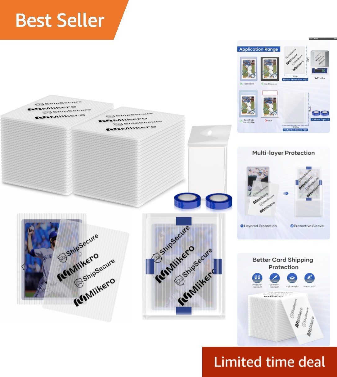 Efficient 120-Pack Trading Card Shipping Protectors & Sleeves for Easy Transport