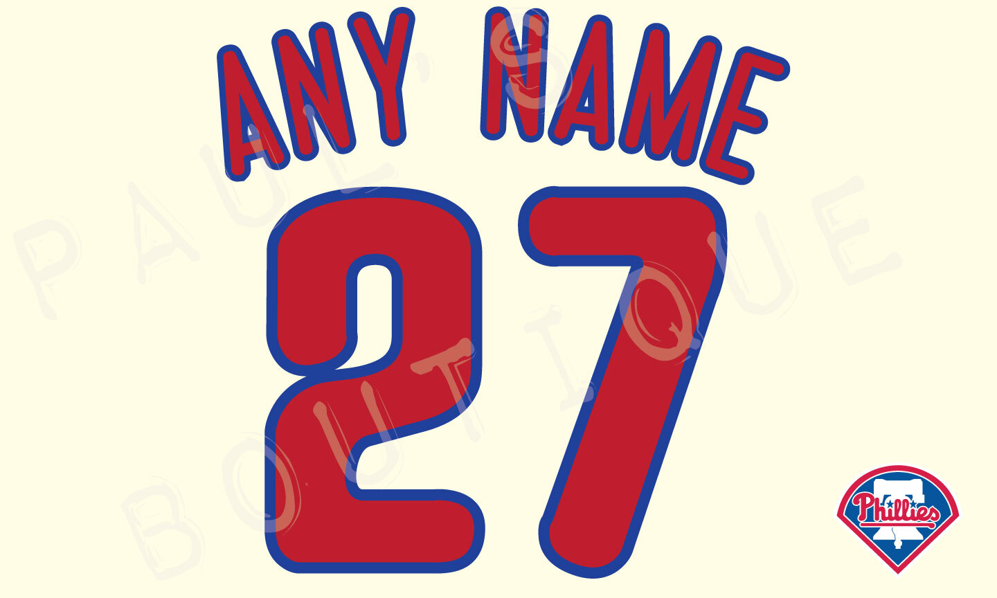 Phillies Lettering Kit for an Authentic, Replica or Youth Alternate Cream Jersey