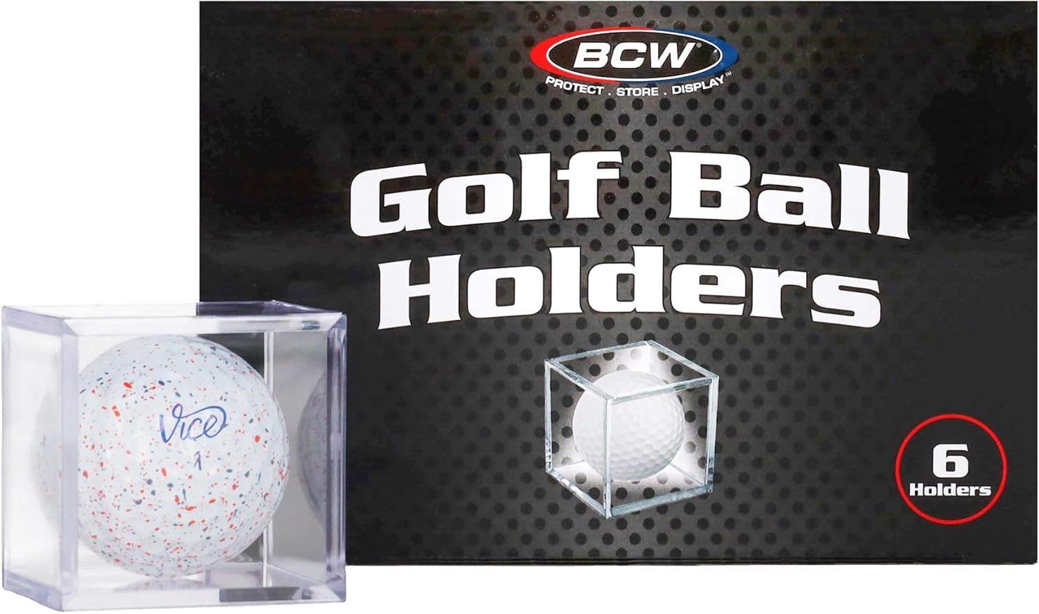 6 BCW Golf Ball Display Cases Clear Plastic 2 Part Cube Square Holder Autograph