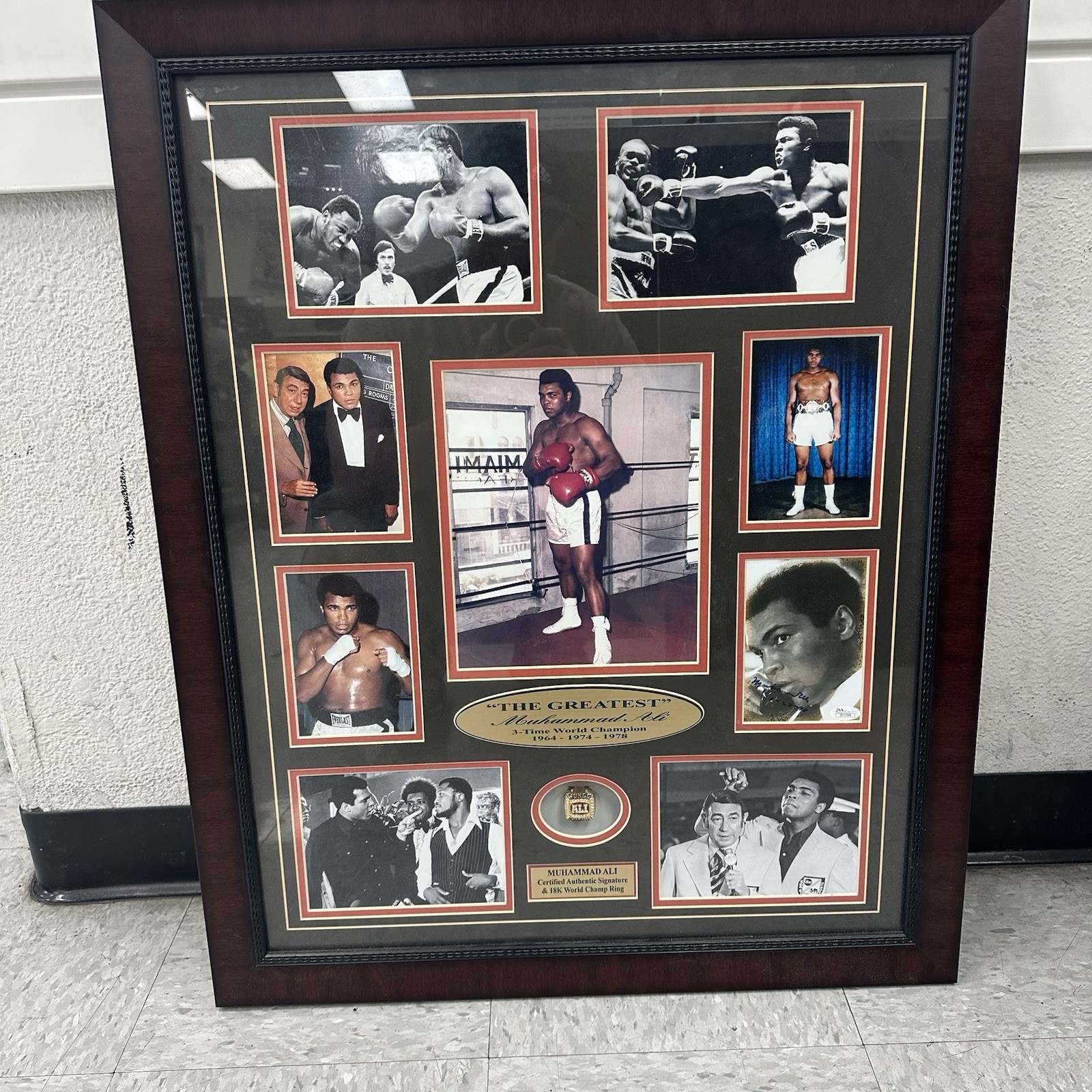 Muhammad Ali Autographed Signed Framed Photo Collage And Championship Ring