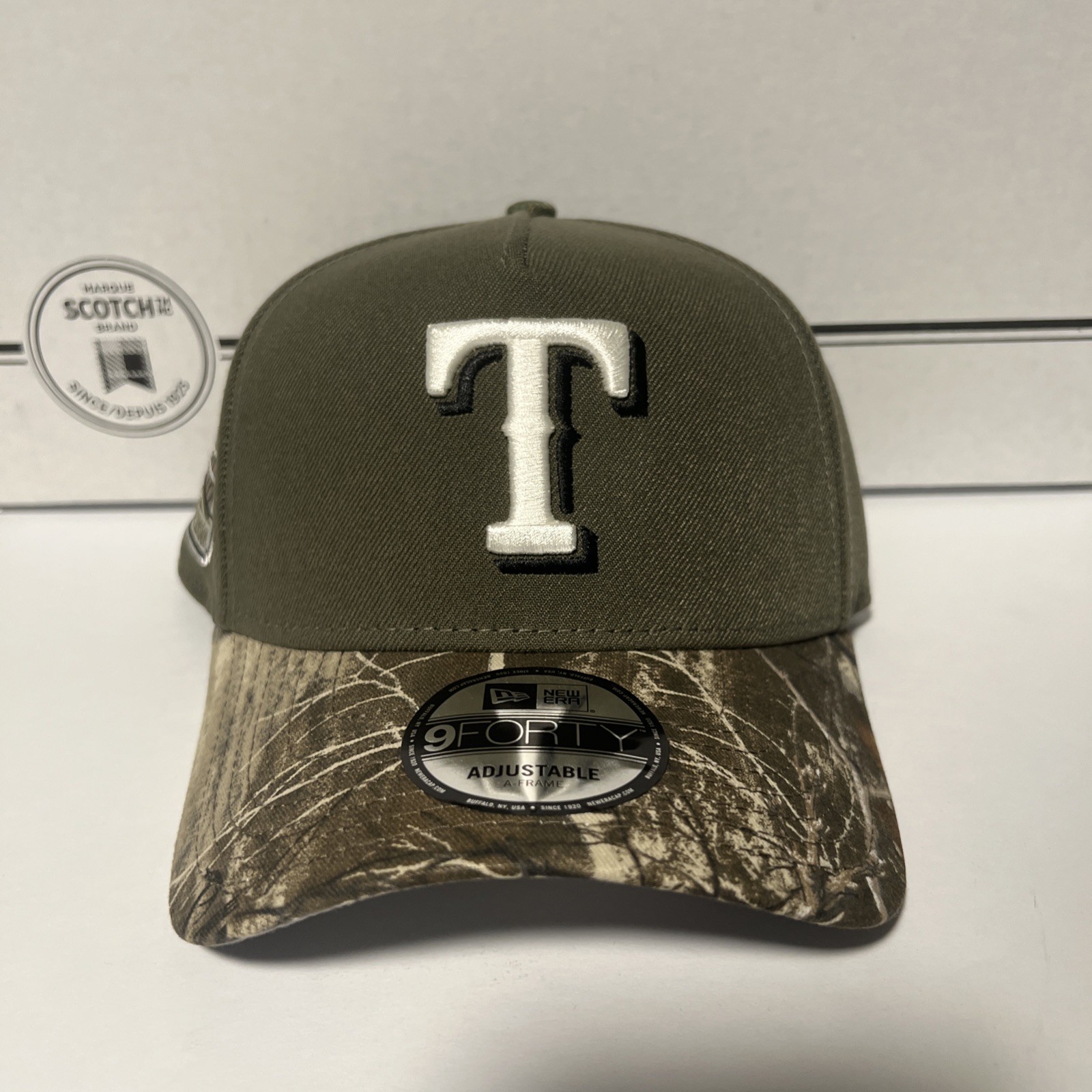 New Era Texas Rangers REAL TREE CAMO Olive 9FORTY AFrame Snapback Hat