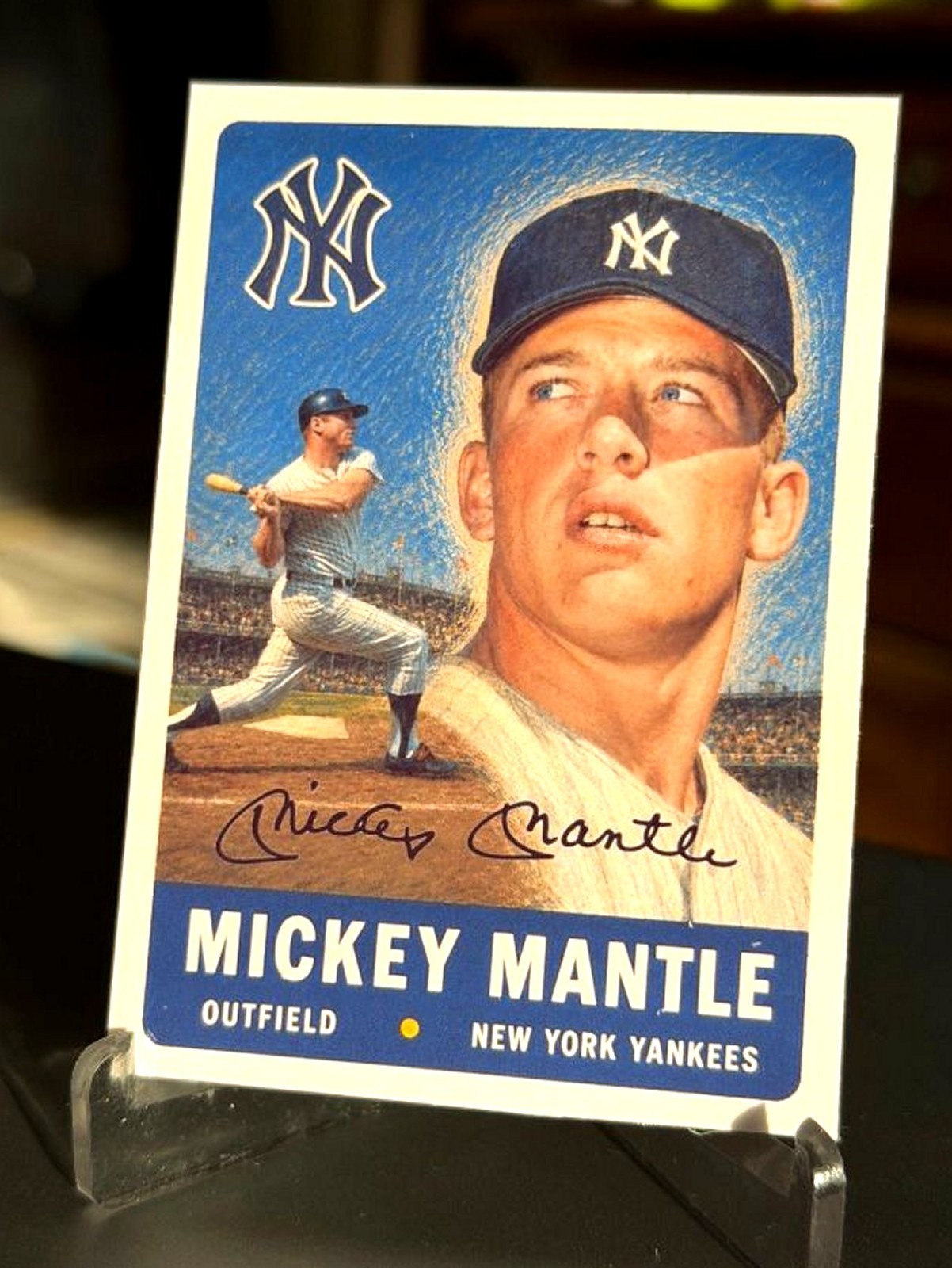 Mickey Mantle Yankees Caricatures Custom Art Baseball Card