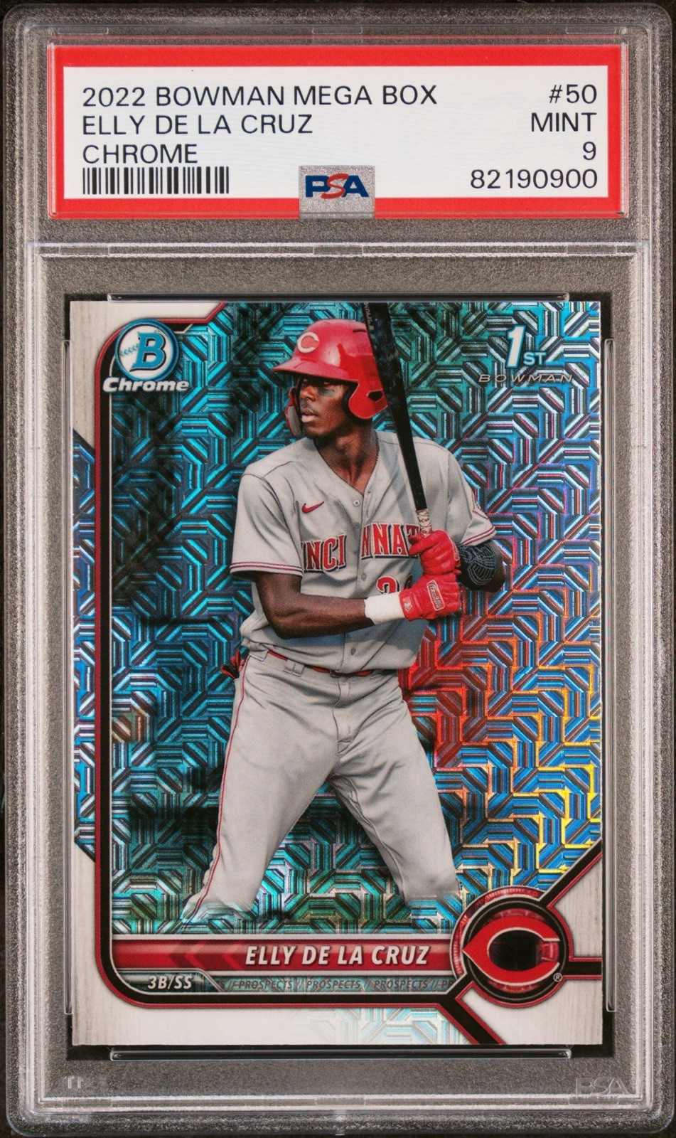 2022 Bowman Chrome Prospects Elly De La Cruz Mojo Refractor Rookie BCP-50 PSA 9