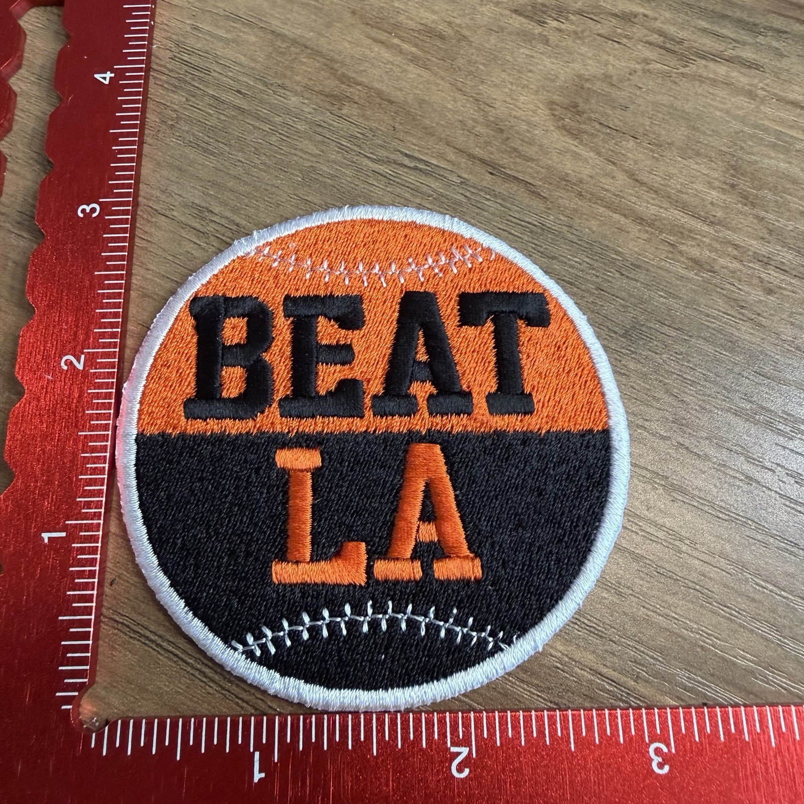 San Francisco Baseball Team Orange & Black BEAT LA Souvenir Art Gift Patch (3in)