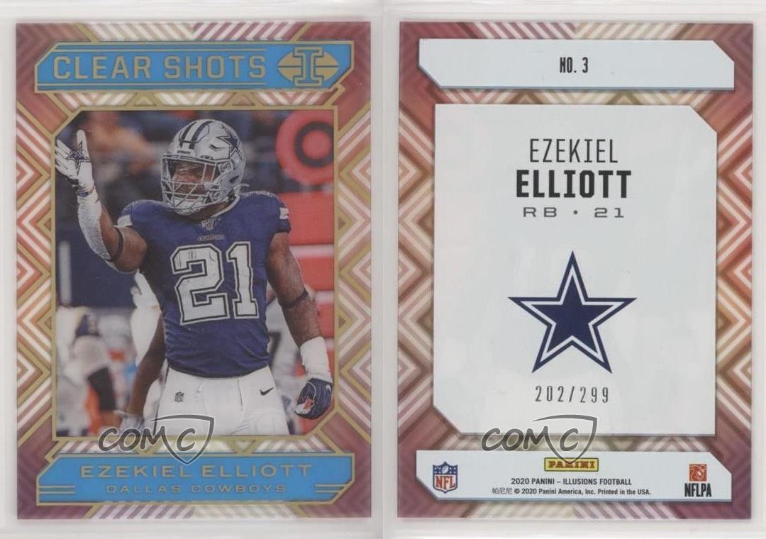2020 Panini Illusions Clear Shots Light Blue 202/299 Ezekiel Elliott #3 1u6