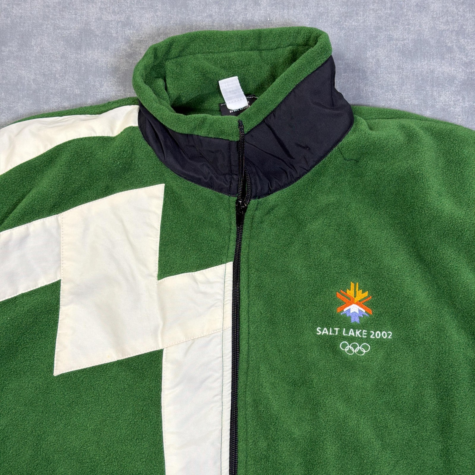Vintage Salt Lake 2002 Olympics Jacket Mens XL Green Marker Fleece Ski Vest
