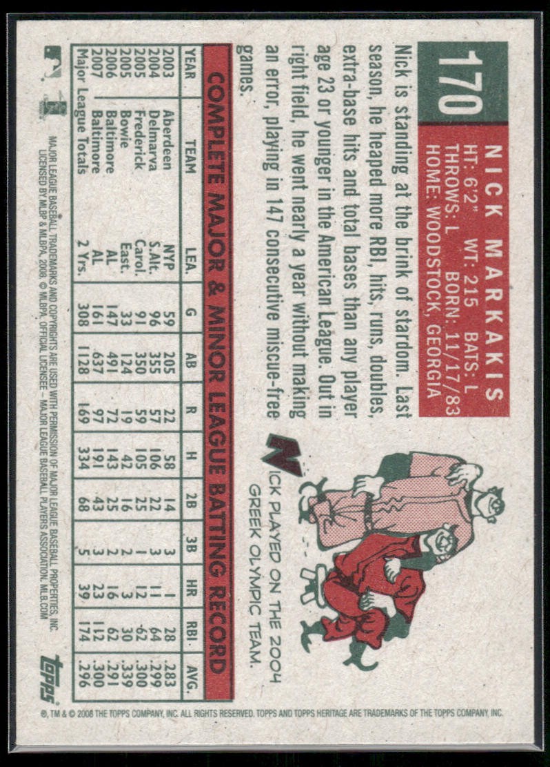 2008 Topps Heritage #170 Nick Markakis Baltimore Orioles
