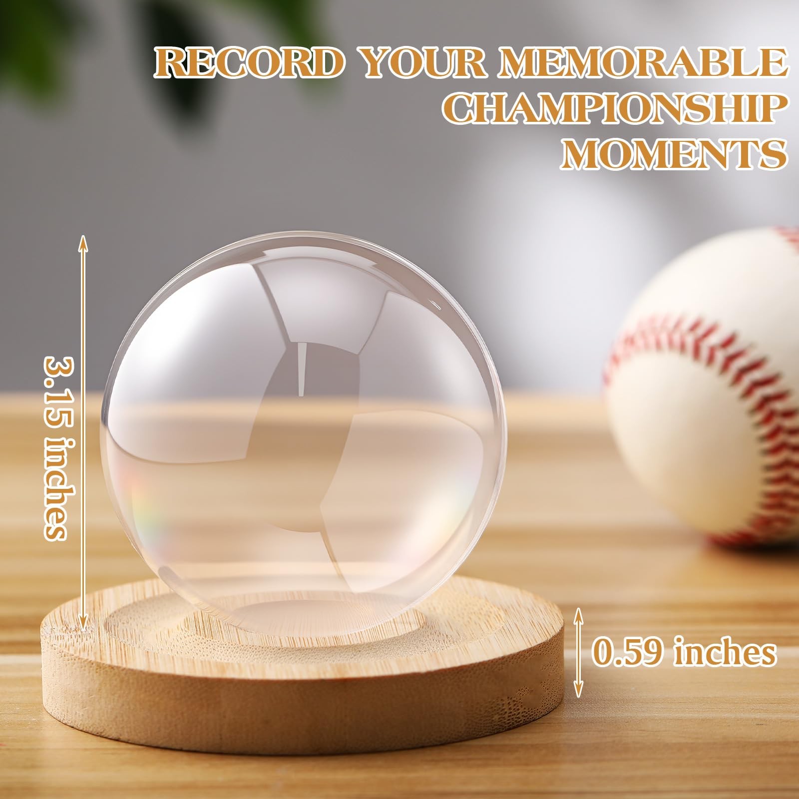 Tasdurian 4 Pack Baseball Display Cases with Wooden Base, Clear Plastic Ball …