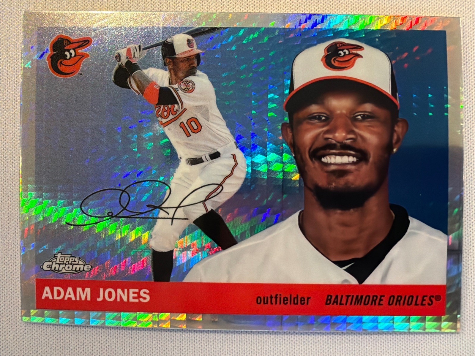 2025 Topps Chrome Platinum Adam Jones Prism Refractor Parallel #343 Orioles