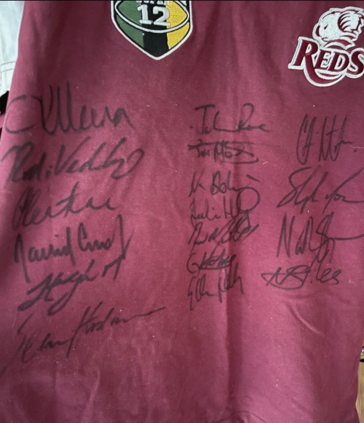 Authentic Hand Signed Vintage Queensland Reds Shirt – Super Rugby – Australia