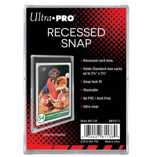 Ultra Pro Recessed Snap Standard Size Clear Plastic Trading Card Holder NEW