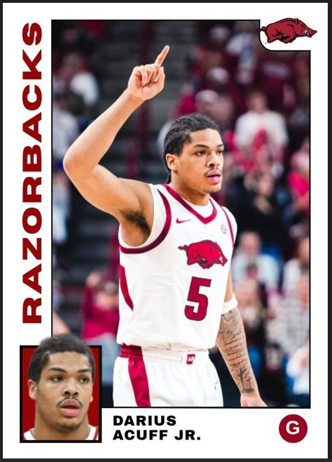 2025-26 Darius Acuff Jr. NCAA Future Stars Rookie Card #5 Arkansas Razorbacks