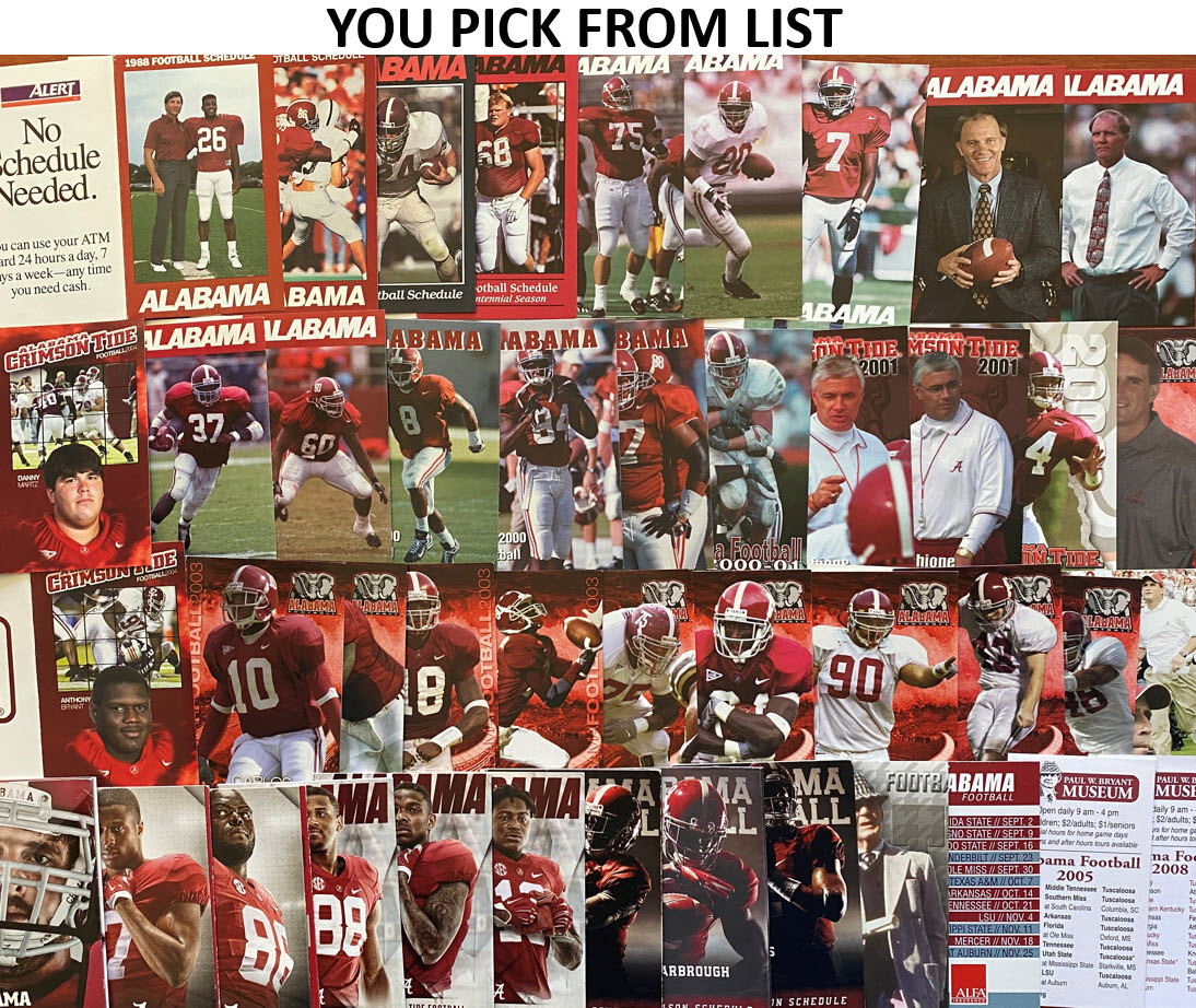 CFB ALABAMA CRIMSON TIDE Football Schedule PICK FROM LIST 1988 1989 1990 +++