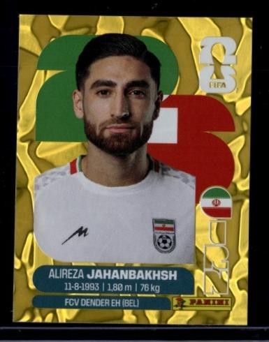2026 Panini World Cup Sticker Collection Alireza Jahanbakhsh Iran Gold Crumple
