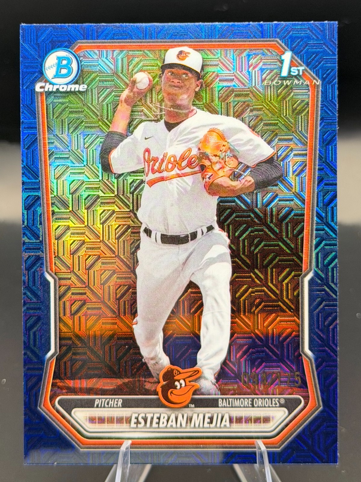 Esteban Mejia 1st /175 Blue Mojo Refractor 2026 Bowman Mega #BCP-79 BAL Orioles